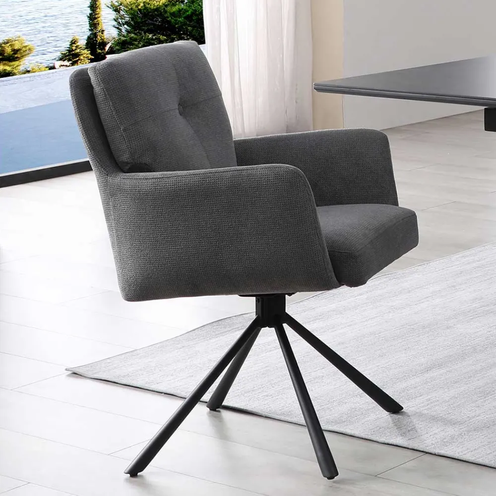 Wohnen Küchenstühle|Esszimmerstühle*Design Tischsessel in Grau - drehbar - Portland S (2er Set)