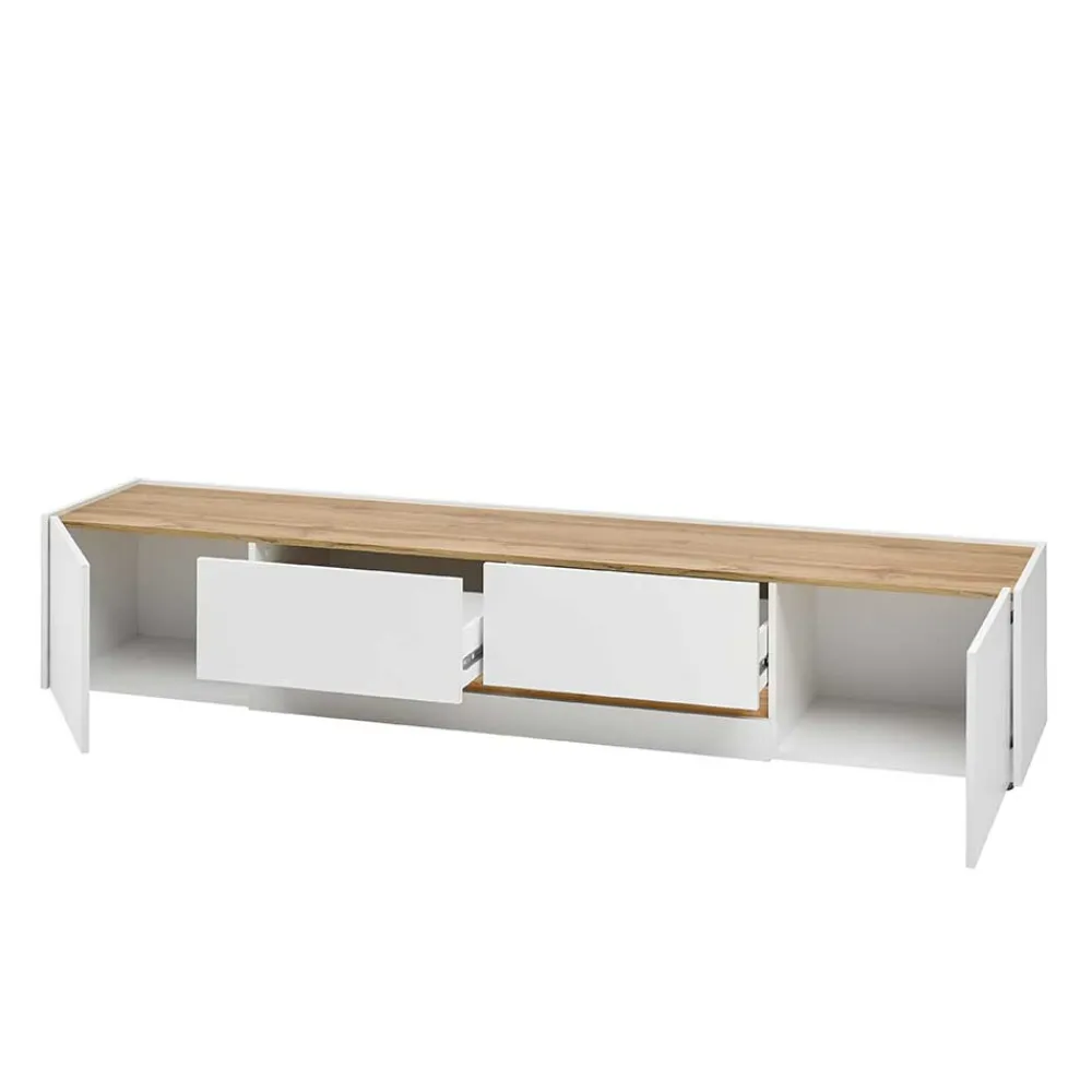 Wohnen Design TV Board in Weiß & Wildeiche Optik - Nonessia