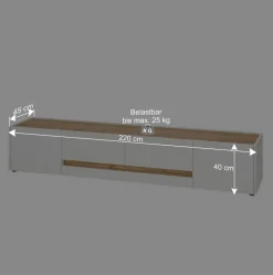 Wohnen Design TV Board in Weiß & Wildeiche Optik - Nonessia