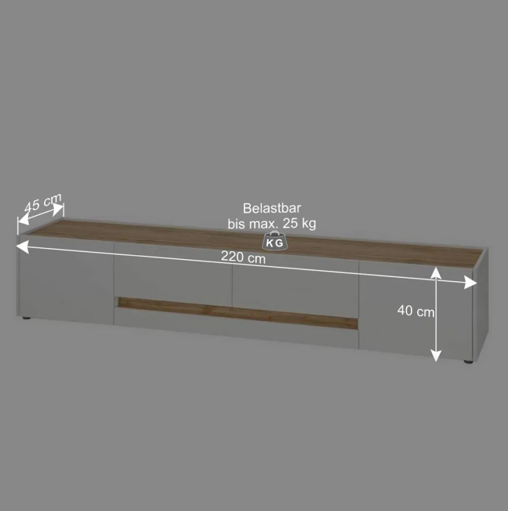 Wohnen Design TV Board in Weiß & Wildeiche Optik - Nonessia
