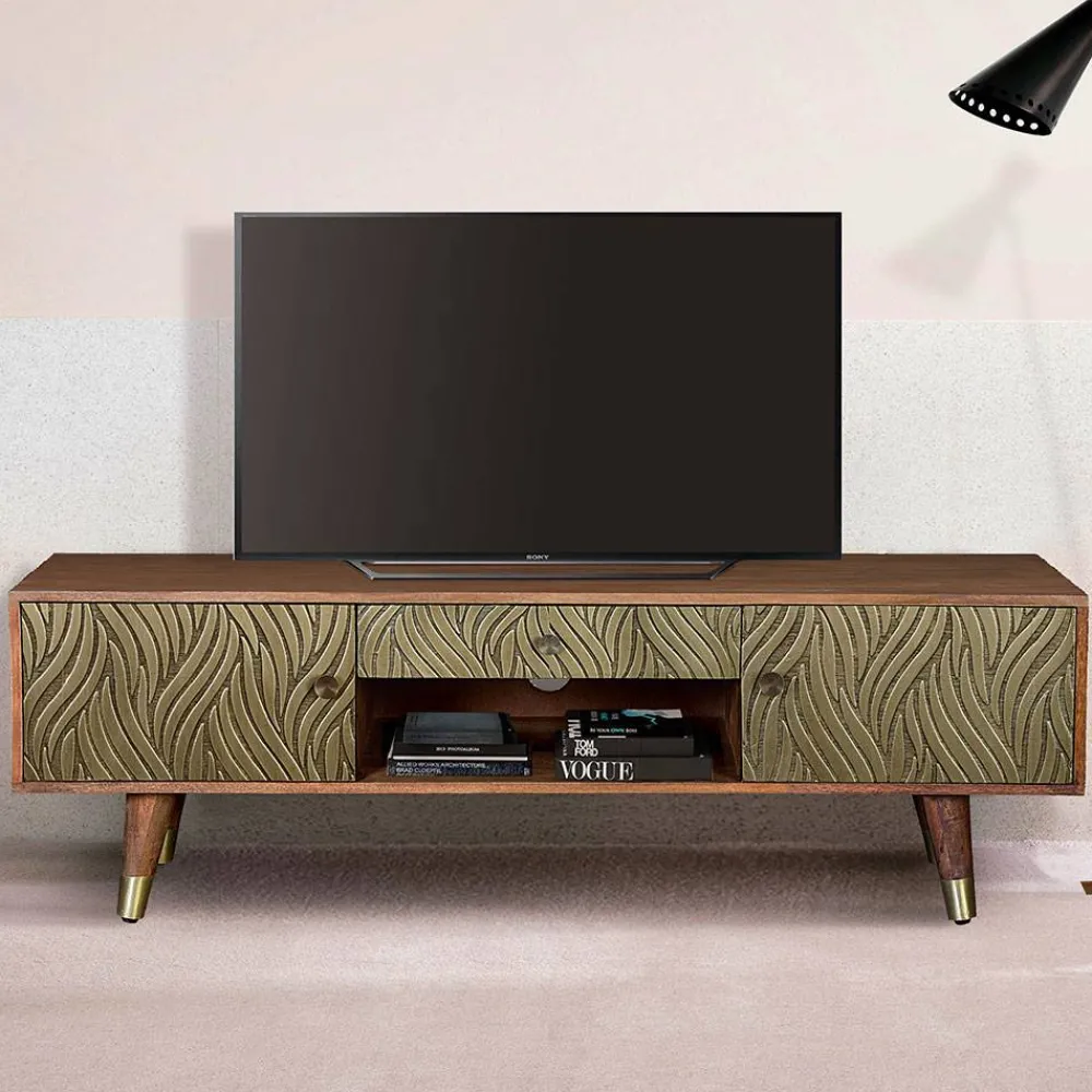 Wohnen Tv & Hifi-Möbel|Tv & Hifi-Möbel*Design TV Kommode aus Mangoholz und Metall - Filurina