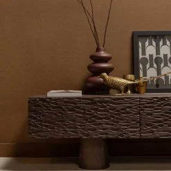 Wohnen Design TV Lowboard aus Mangoholz in Walnuss Braun - Glancossa