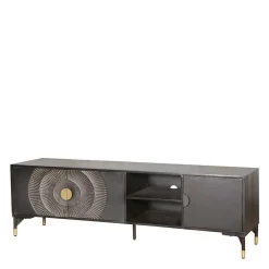 Wohnen Design TV Lowboard in Schwarz mit Messing - Alkatar