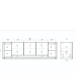 Wohnen Design TV-Lowboard mit vier offenen Fächern - Adejano