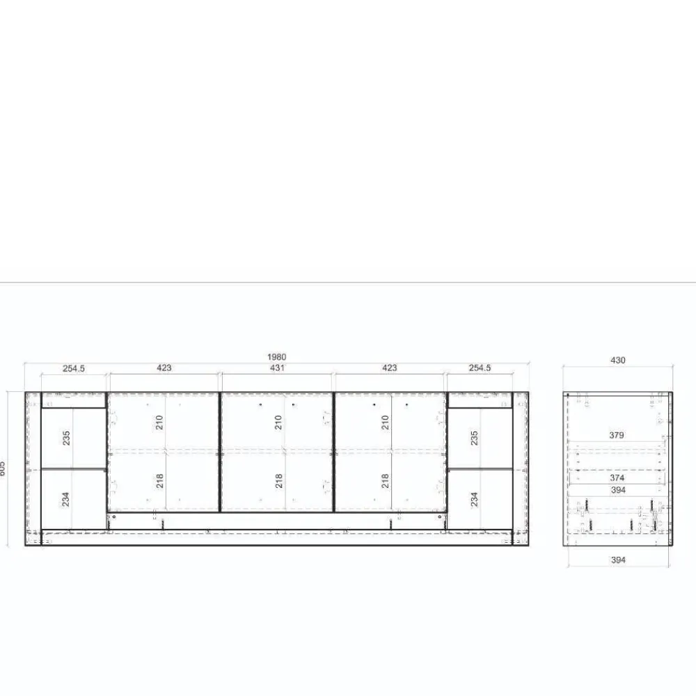 Wohnen Design TV-Lowboard mit vier offenen Fächern - Adejano
