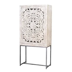 Wohnen Design Vintageschrank in White Wash Mangoholz - Fudorus