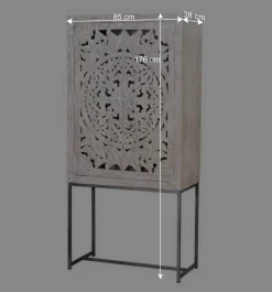 Wohnen Design Vintageschrank in White Wash Mangoholz - Fudorus