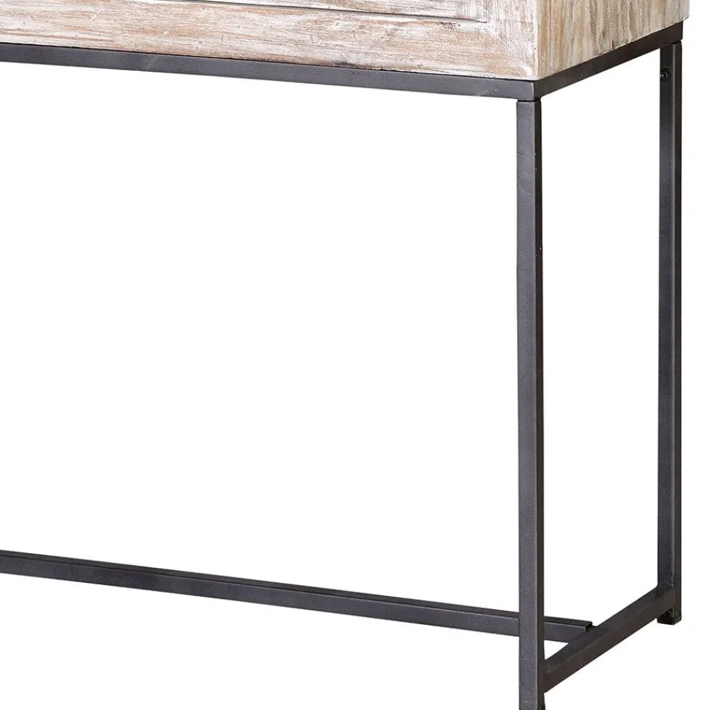 Wohnen Design Vintageschrank in White Wash Mangoholz - Fudorus