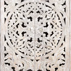 Wohnen Design Vintageschrank in White Wash Mangoholz - Fudorus