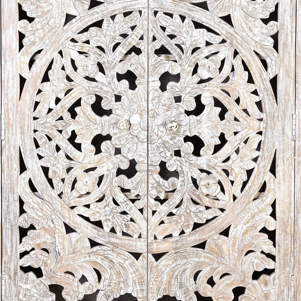 Wohnen Design Vintageschrank in White Wash Mangoholz - Fudorus