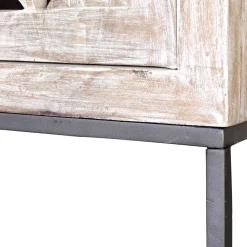 Wohnen Design Vintageschrank in White Wash Mangoholz - Fudorus