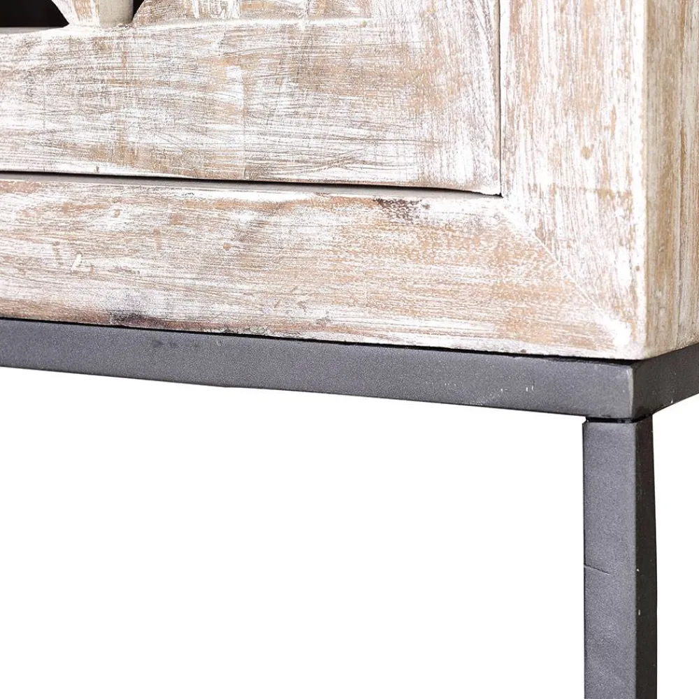 Wohnen Design Vintageschrank in White Wash Mangoholz - Fudorus