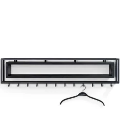 Wohnen Schwarze Möbel|Loft Möbel*Design Wandgarderobe mit Ablagefach in Schwarz - Acke I