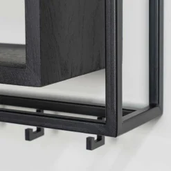 Wohnen Schwarze Möbel|Loft Möbel*Design Wandgarderobe mit Ablagefach in Schwarz - Acke I