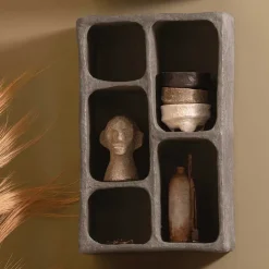 Wohnen Design Wandregal in Grau aus Pappmaschee - Dattilo