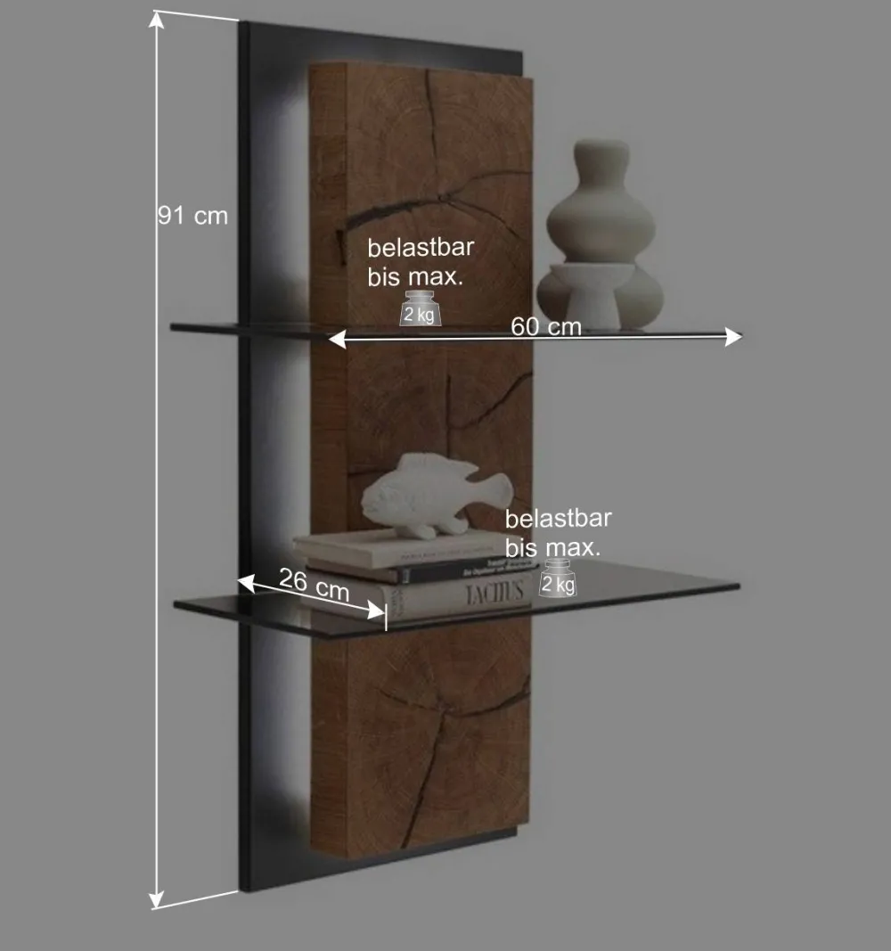 Wohnen Design Wandregal mit Beleuchtung - Drinidad