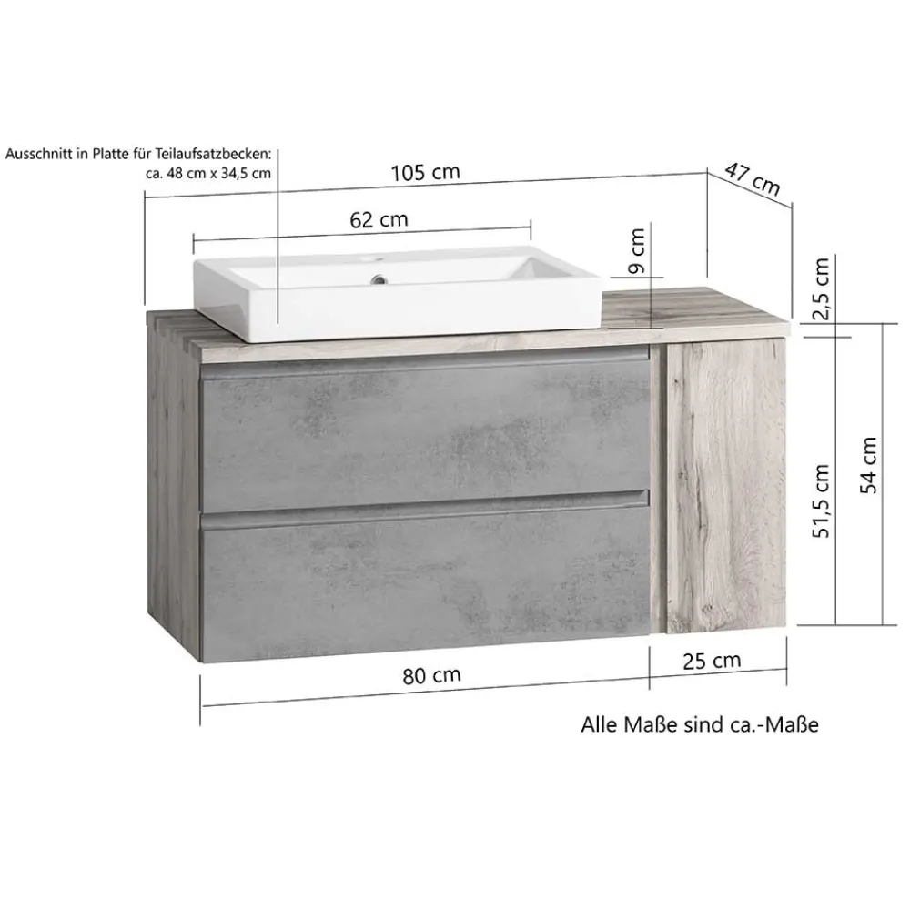 Wohnen Design Waschtisch mit Aufsatzbecken - Mia