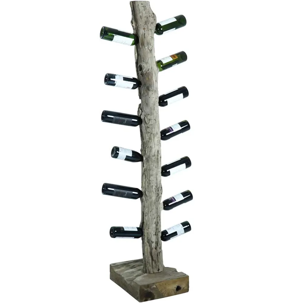 Wohnen Design Weinregal aus Holzstamm Teak massiv - Teako