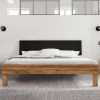 Wohnen Schwarze Möbel|Naturholzmöbel*Design Wildeichebett mit schwarzem Kopfteil - Olbysca I