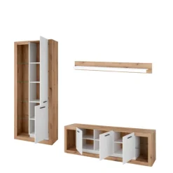 Wohnen Design Wohnwand Set in Mattweiß - Adejano (dreiteilig)