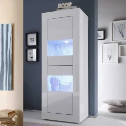 Wohnen Design Wohnzimmer Vitrine in Hochglanz Weiß - Sogno
