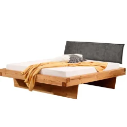 Wohnen Graue Möbel|Naturholzmöbel*Design-Balkenbett mit Polsterkopfteil - Kalastania