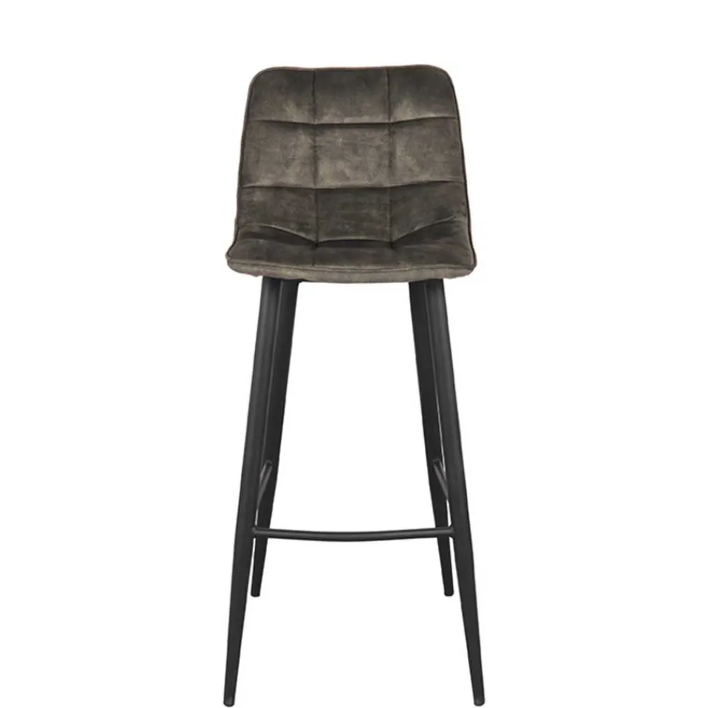 Wohnen Design-Barstühle in Dunkelgrün Velours - Ciudada (2er Set)