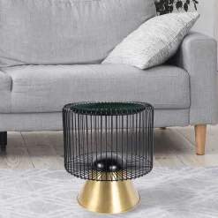 Wohnen Telefontische*Design-Beistelltisch in Dunkelgrün Mamor - Troyesa