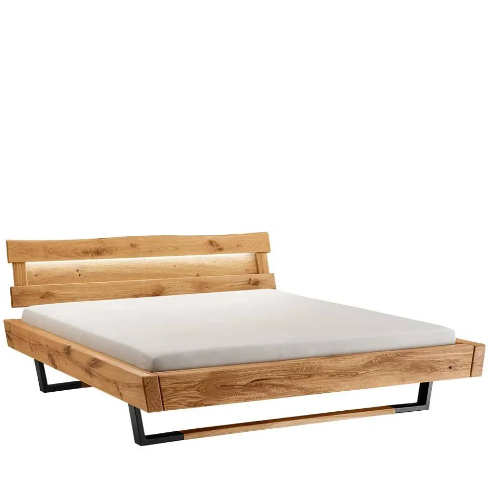 Wohnen Schwarze Möbel|Naturholzmöbel*Designer Balkenbett mit LED Beleuchtung - Syrecs