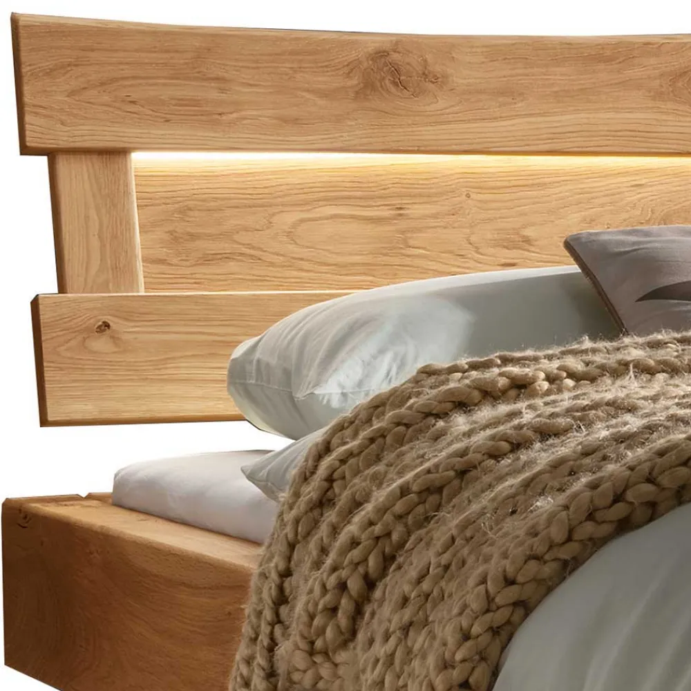 Wohnen Schwarze Möbel|Naturholzmöbel*Designer Balkenbett mit LED Beleuchtung - Syrecs