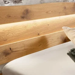 Wohnen Schwarze Möbel|Naturholzmöbel*Designer Balkenbett mit LED Beleuchtung - Syrecs