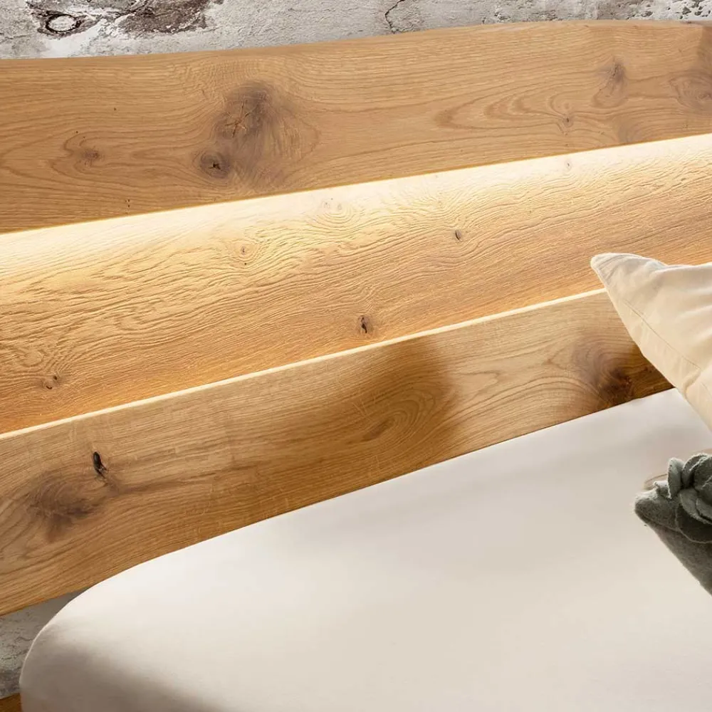 Wohnen Schwarze Möbel|Naturholzmöbel*Designer Balkenbett mit LED Beleuchtung - Syrecs