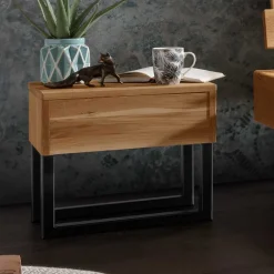 Wohnen Schwarze Möbel|Naturholzmöbel*Designer Balkenbett mit LED Beleuchtung - Syrecs