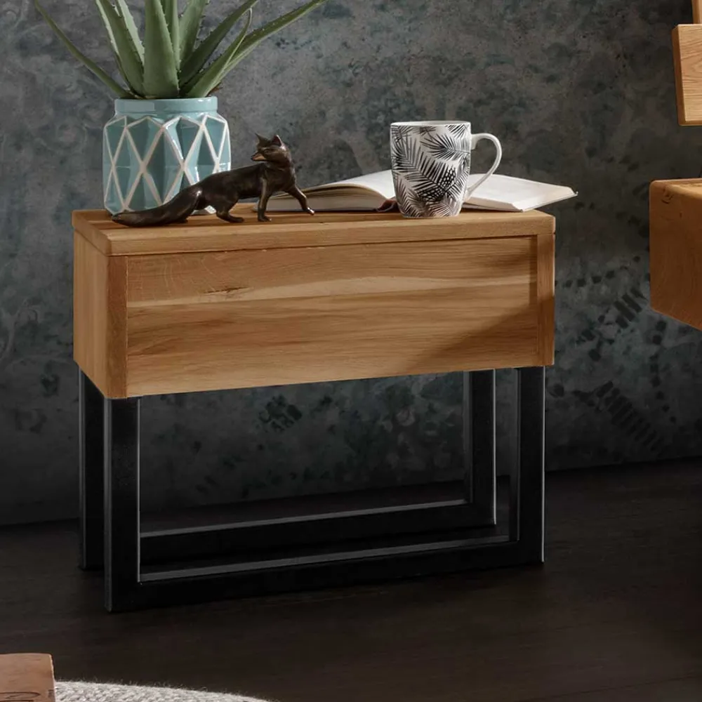 Wohnen Schwarze Möbel|Naturholzmöbel*Designer Balkenbett mit LED Beleuchtung - Syrecs