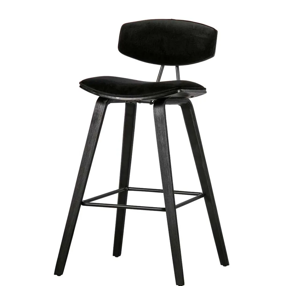 Wohnen Designer Barstuhl in Schwarz Samt - Laccaro (2er Set)