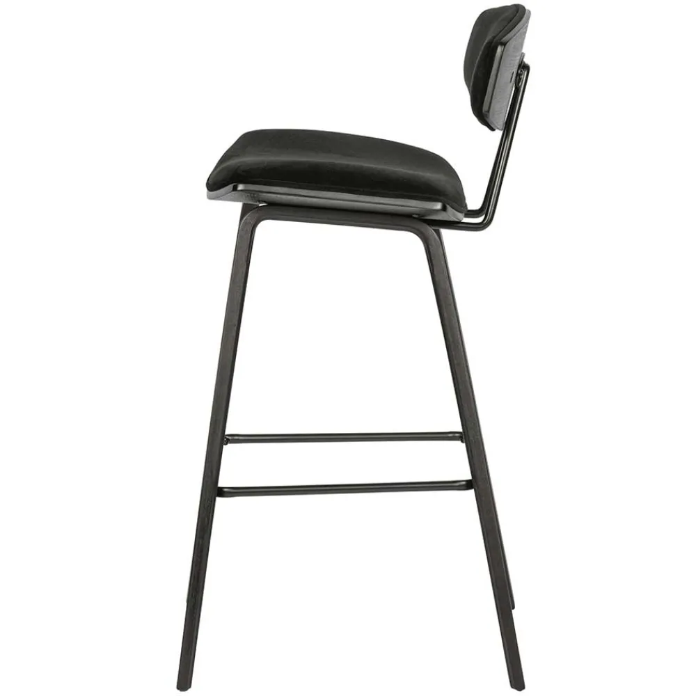 Wohnen Designer Barstuhl in Schwarz Samt - Laccaro (2er Set)