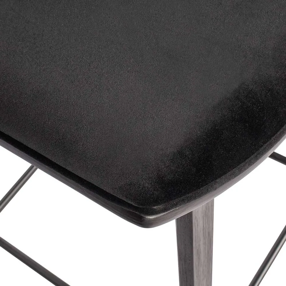 Wohnen Designer Barstuhl in Schwarz Samt - Laccaro (2er Set)