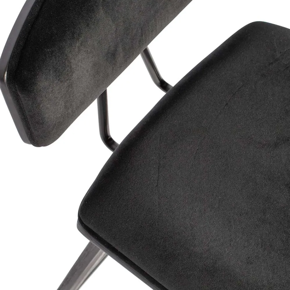 Wohnen Designer Barstuhl in Schwarz Samt - Laccaro (2er Set)