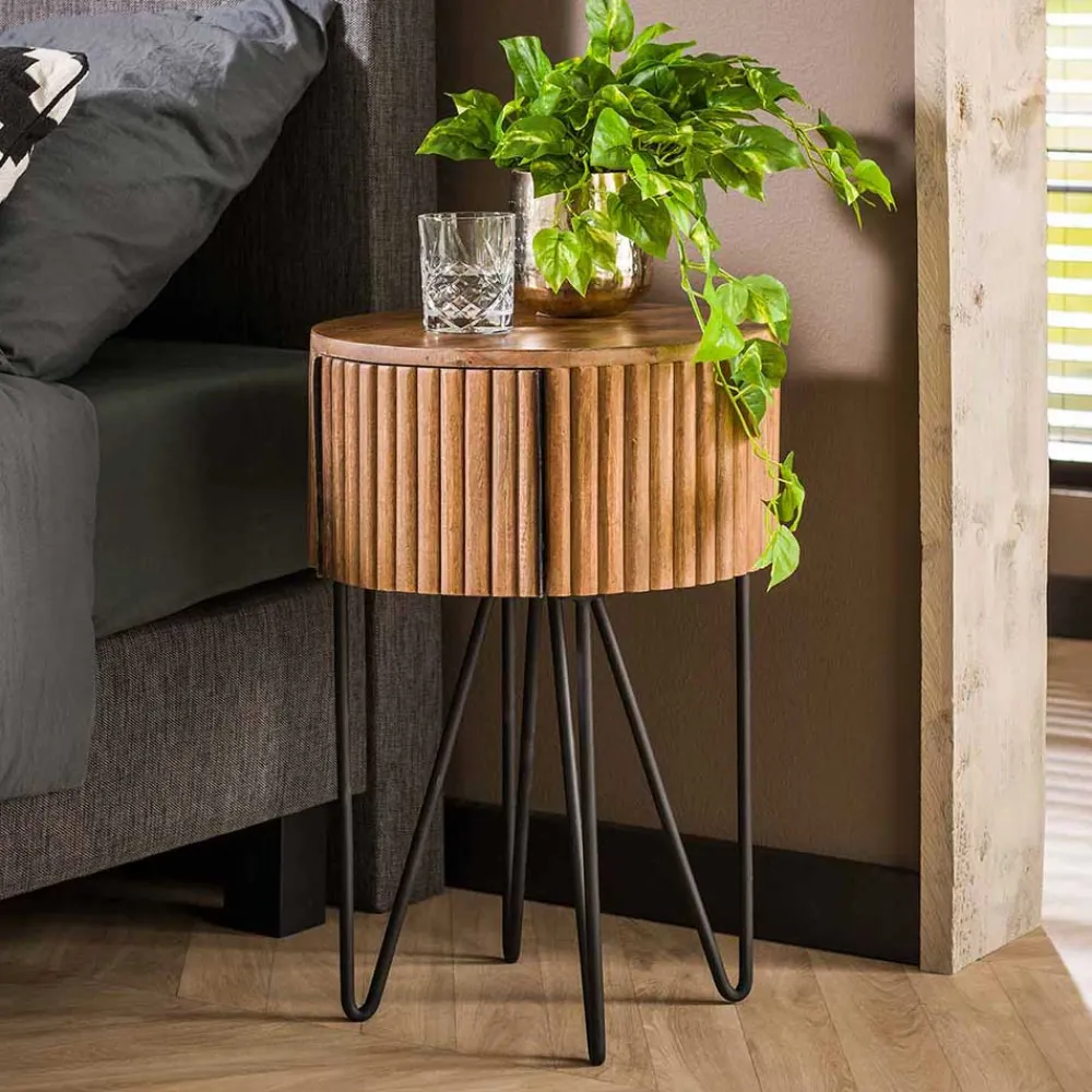 Wohnen Telefontische*Designer Beistelltisch mit Schublade in Rund - Baina