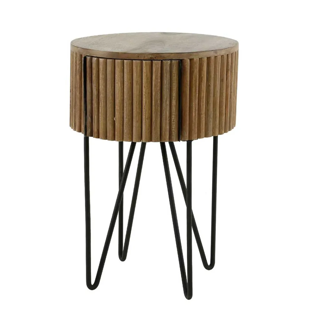 Wohnen Telefontische*Designer Beistelltisch mit Schublade in Rund - Baina