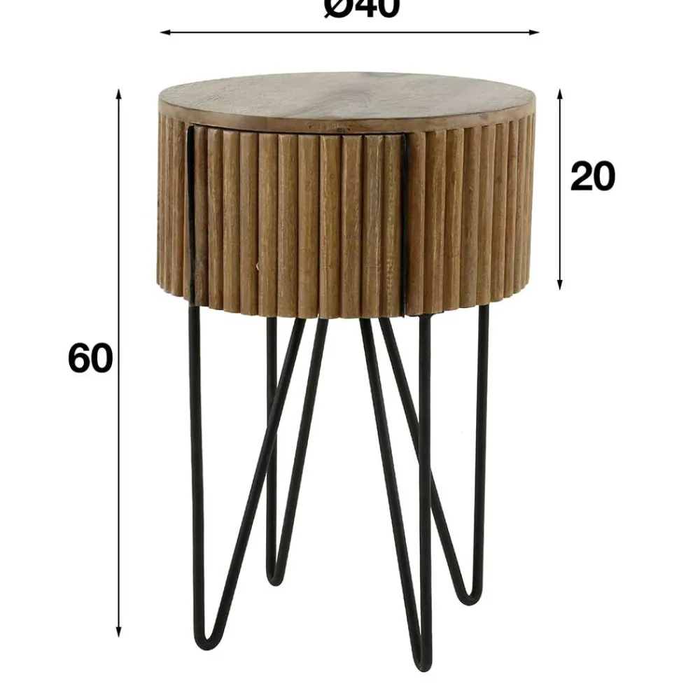 Wohnen Telefontische*Designer Beistelltisch mit Schublade in Rund - Baina