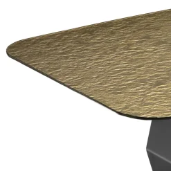 Wohnen Designermöbel*Designer Esstisch mit Strukturglas Platte in Bronze - Curney