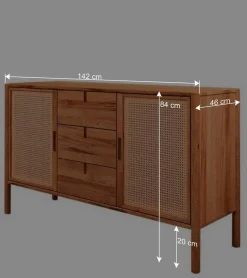 Wohnen Sideboards & Kommoden|Sideboards & Kommoden*Designer Kommode mit zwei Wiener Geflecht Türen - Indrya