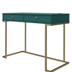 Wohnen Bürotische*Designer Schreibtisch in Petrol und Messing - Belego