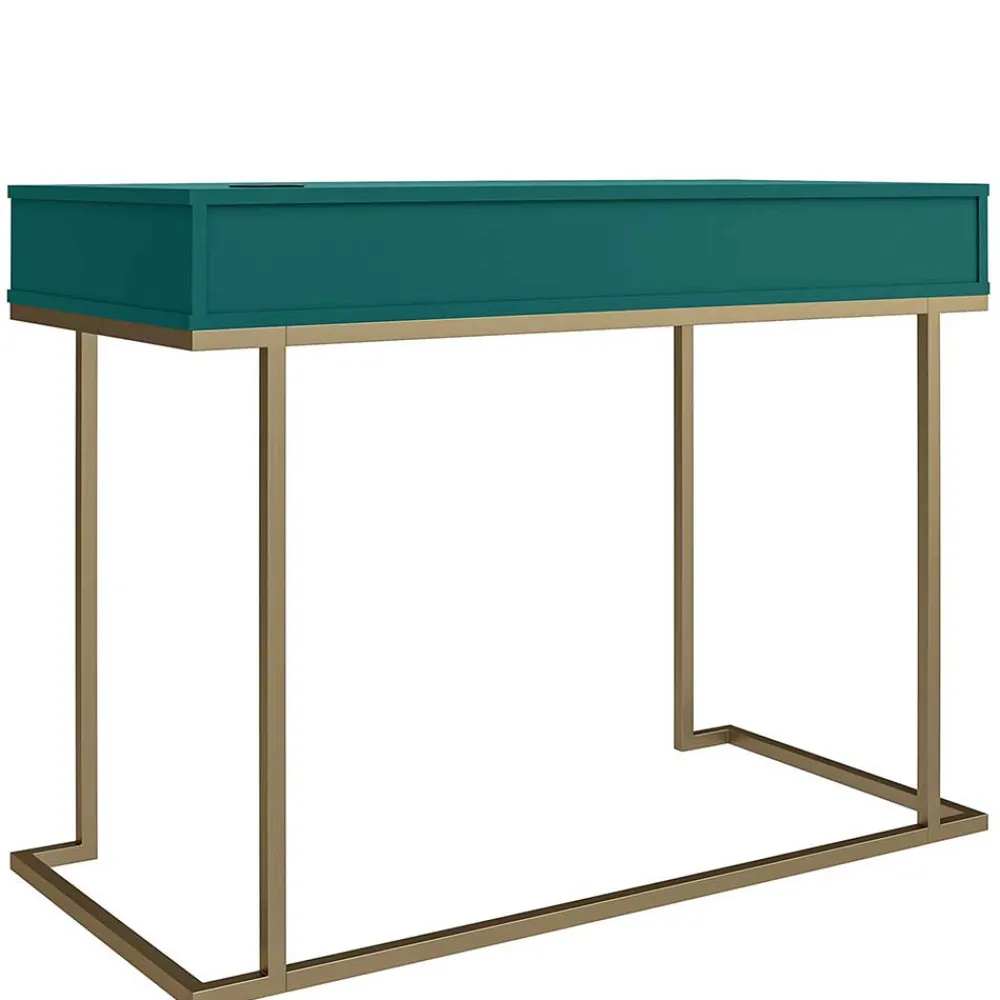 Wohnen Bürotische*Designer Schreibtisch in Petrol und Messing - Belego
