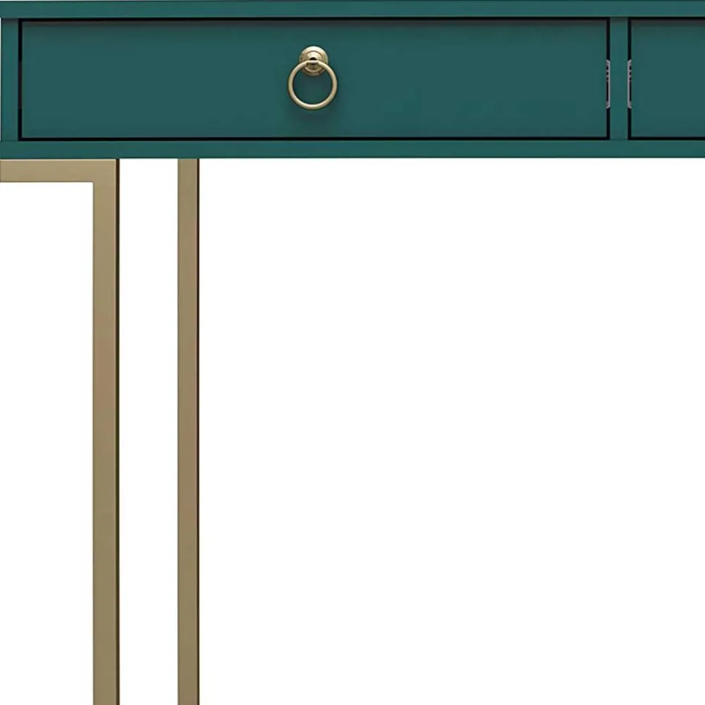 Wohnen Bürotische*Designer Schreibtisch in Petrol und Messing - Belego