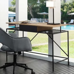 Wohnen Rattanmöbel*Designer Schreibtisch mit Ablagen aus Kunstrattan - Zavias