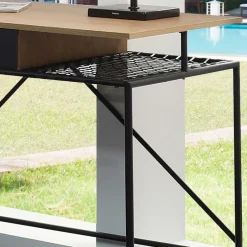 Wohnen Rattanmöbel*Designer Schreibtisch mit Ablagen aus Kunstrattan - Zavias