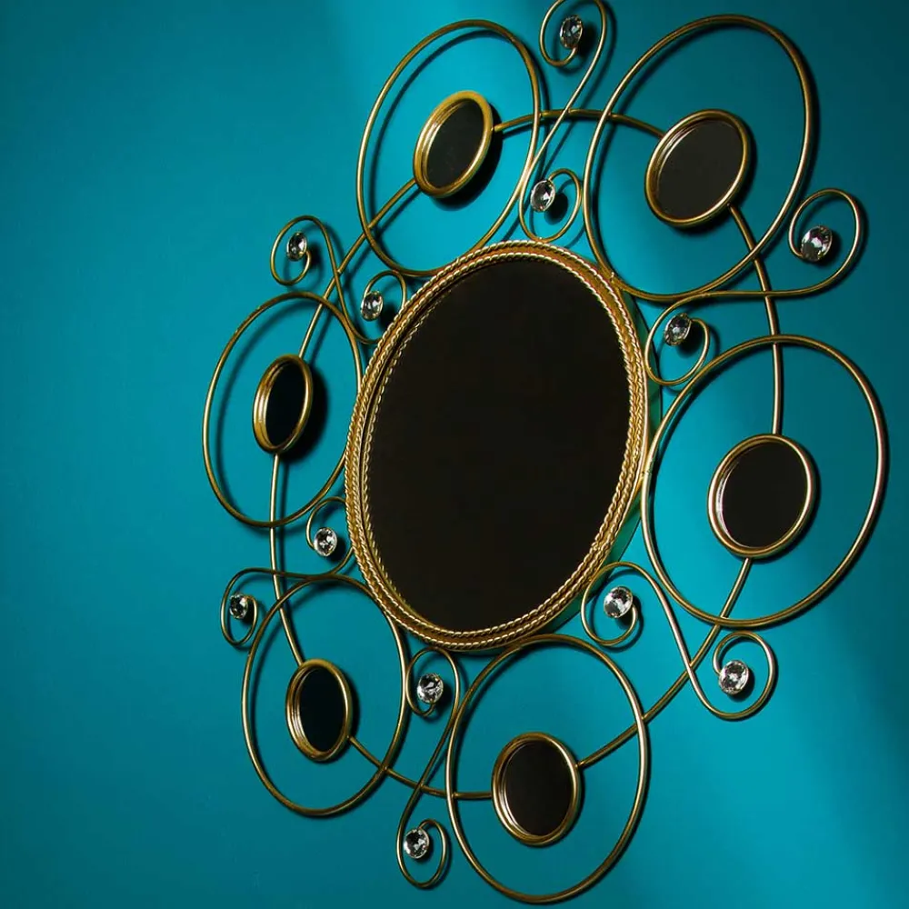 Wohnen Designer Spiegel aus Metall in Gold - Vurian