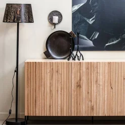 Wohnen Designer Stehlampe in Schwarz & Messingfarben - Milana